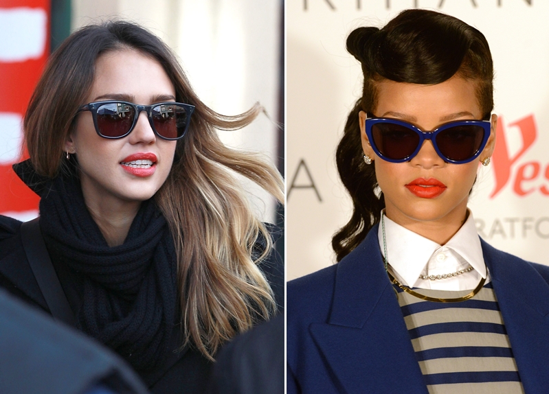 Jessica Alba và Rihanna đều chọn kính mắt mèo bản to