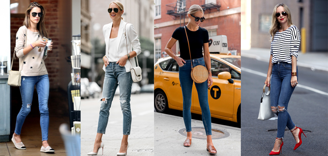 Quần skinny jeans + áo thun
