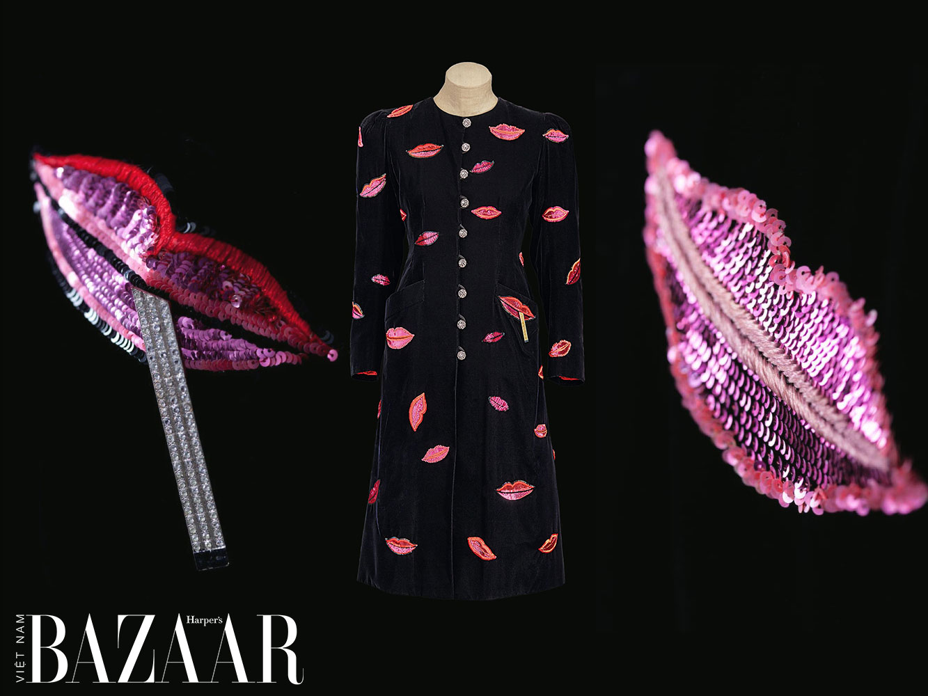Trang phục mang họa tiết đôi môi trong bộ sưu tập Haute Couture Xuân Hè 1971 của Yves Saint Laurent. Ảnh: Sophie Carre