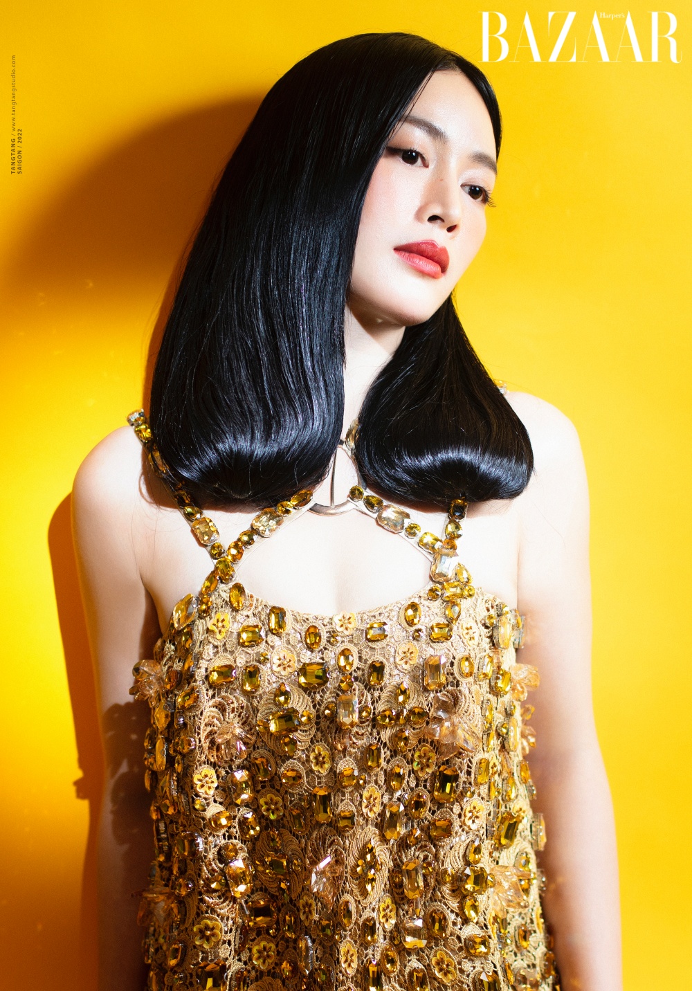 Cách kết hợp tóc đen tuyền, môi đỏ tôn lên vẻ đẹp Á Đông của Mai Thanh Hà 